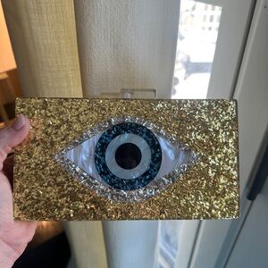 Gold Evil Eye Clutch New